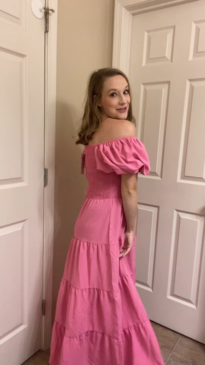 The most beautiful dress on Amazon!! I love this darling puff sleeve long tiered dress from Amazon that would be so cute for a wedding guest dress, bridal shower, brunch, or any special occasion during the summer! Amazon dress!! Summer dress!! 