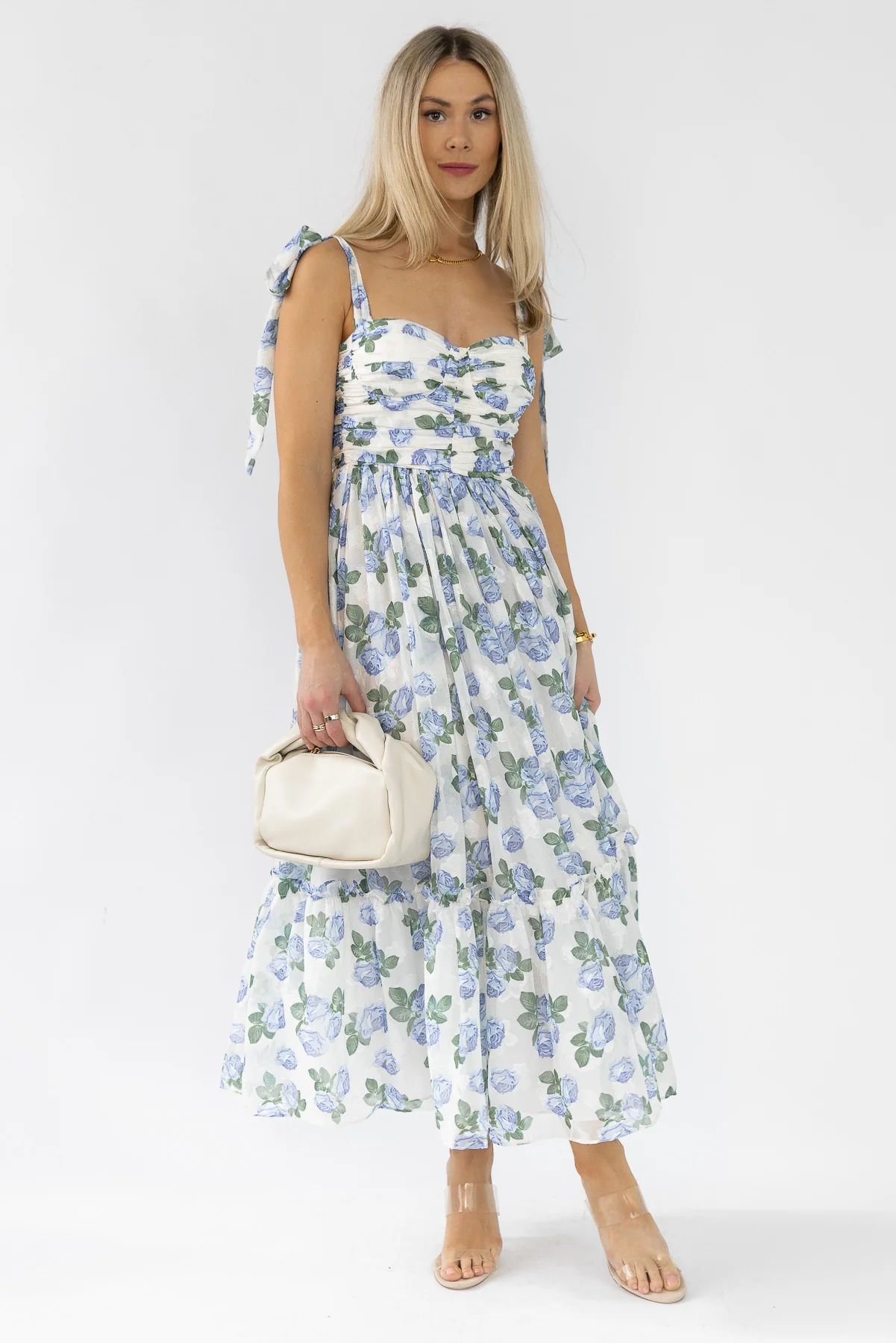 Sweet Serenade Blue Floral Maxi Dress | JO+CO