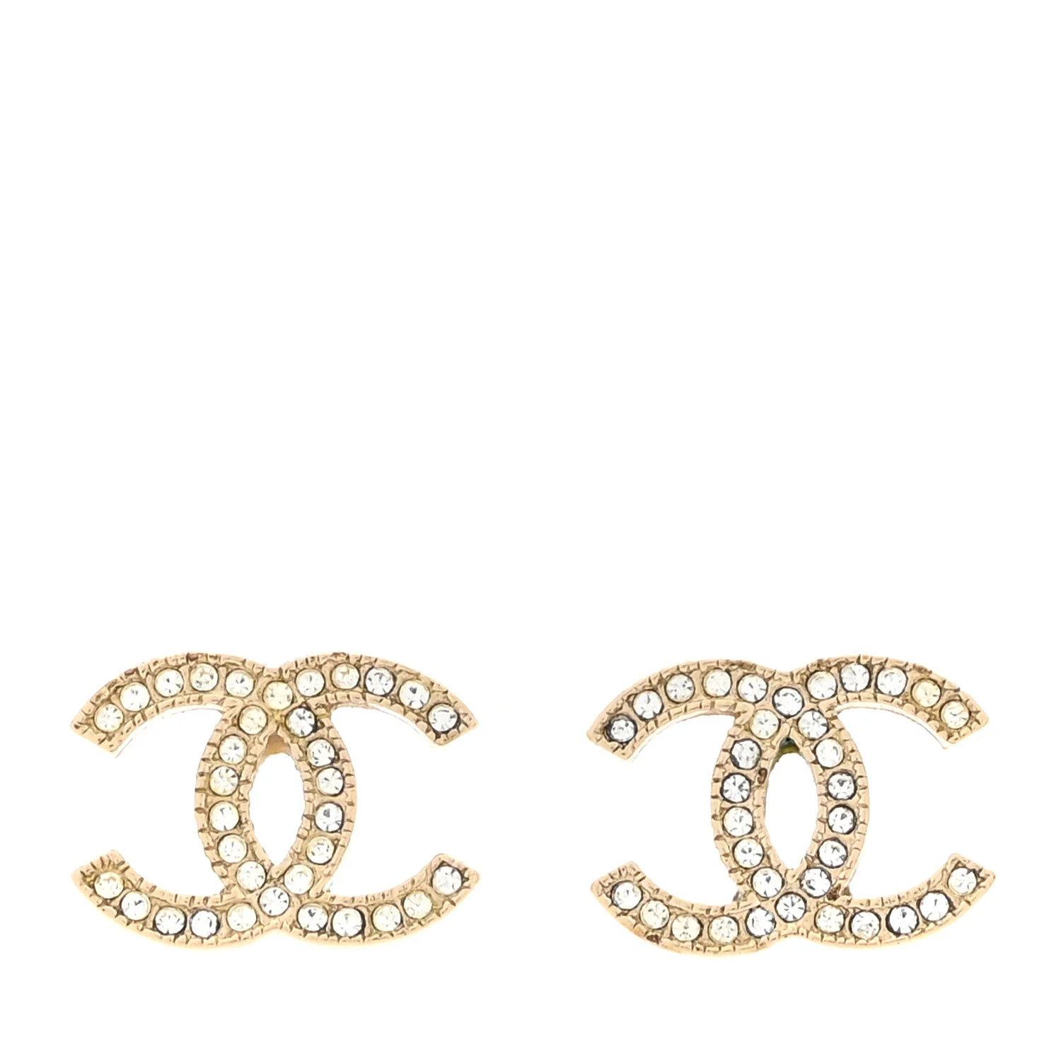 Chanel Crystal CC Earrings Gold | FASHIONPHILE (US)
