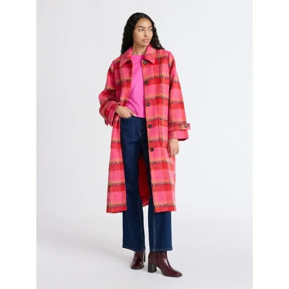 Free Assembly Women's and Women's Plus Long Wool Blend Coat, Sizes XS-4X - Walmart.com | Walmart (US)