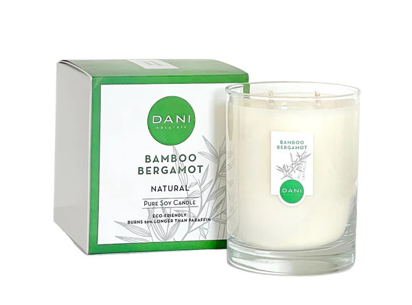 14oz Glass Bamboo Bergamot Candle - Large | DANI Naturals