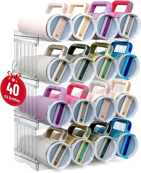 Water Bottle Organizer for Full Stanley 40 oz Tumbler with Handle, Cabinet Kitchen Pantry Organiz... | Amazon (US)