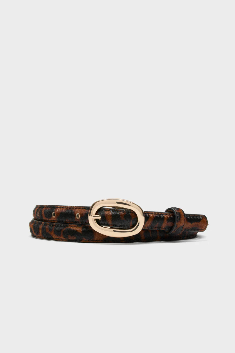 Leopard Haircalf Oval Buckle Skinny Belt | Tuckernuck (US)