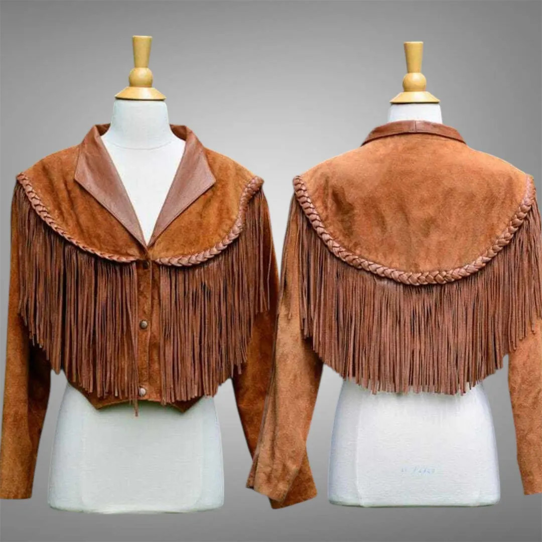 Women Brown Suede Western Wear Fringed Vintage Coat Jacket, Traditional Western Cowgirl Suede Lea... | Etsy (US)