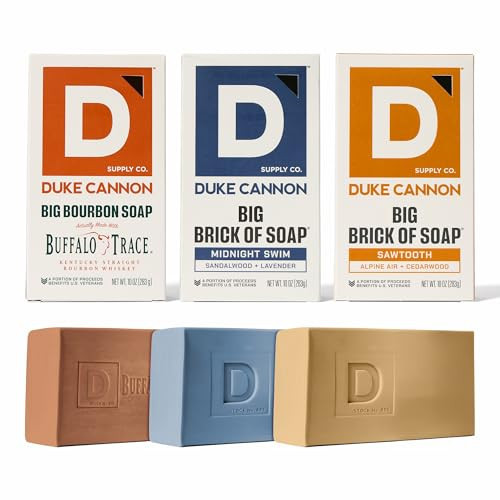 Duke Cannon Supply Co. Extra Large Bar Soap Bundle - Men's Bar Soap with Masculine Scents - American-made soap - All Skin Types - Big Brick of Soap - Midnight Swim, Sawtooth, Bourbon - 10 oz (3 Pack) | Amazon (US)