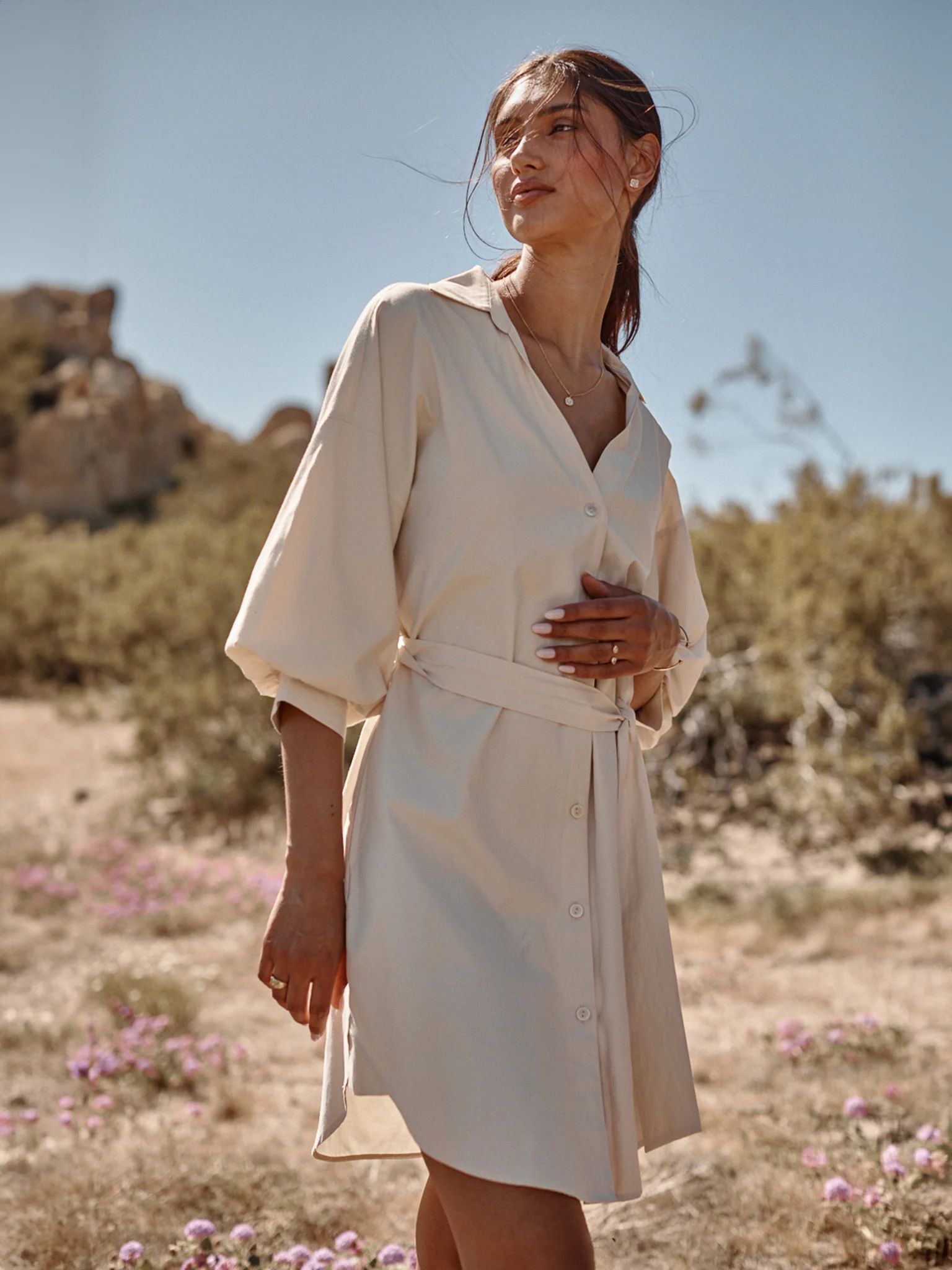 Brochu Walker | Women's Kate Belted Dress in Calico | Brochu Walker