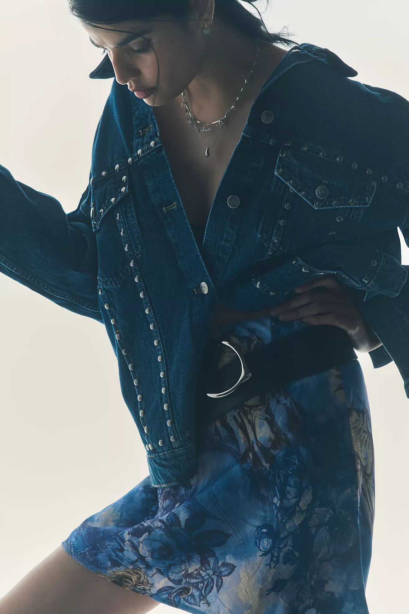 The Weston Denim Boyfriend Jacket by Pilcro: Studded Edition | Anthropologie (US)