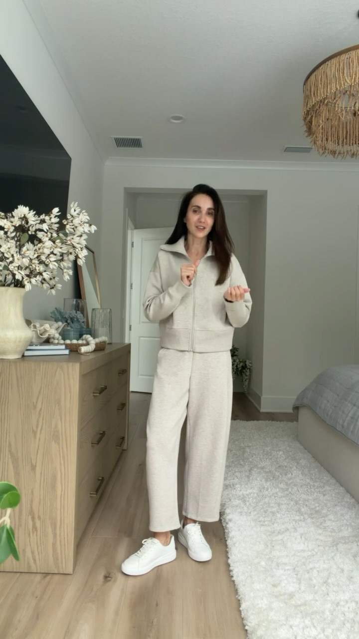 Target new arrivals, I'm wearing size S in both.

neutral matching set, casual matching set, comfy outfit, everyday outfit, neutral outfit, white sneakers outfit, casual fall style, women’s athleisure, cozy outfit, relaxed fall outfit

#LTKOver40 #LTKootd