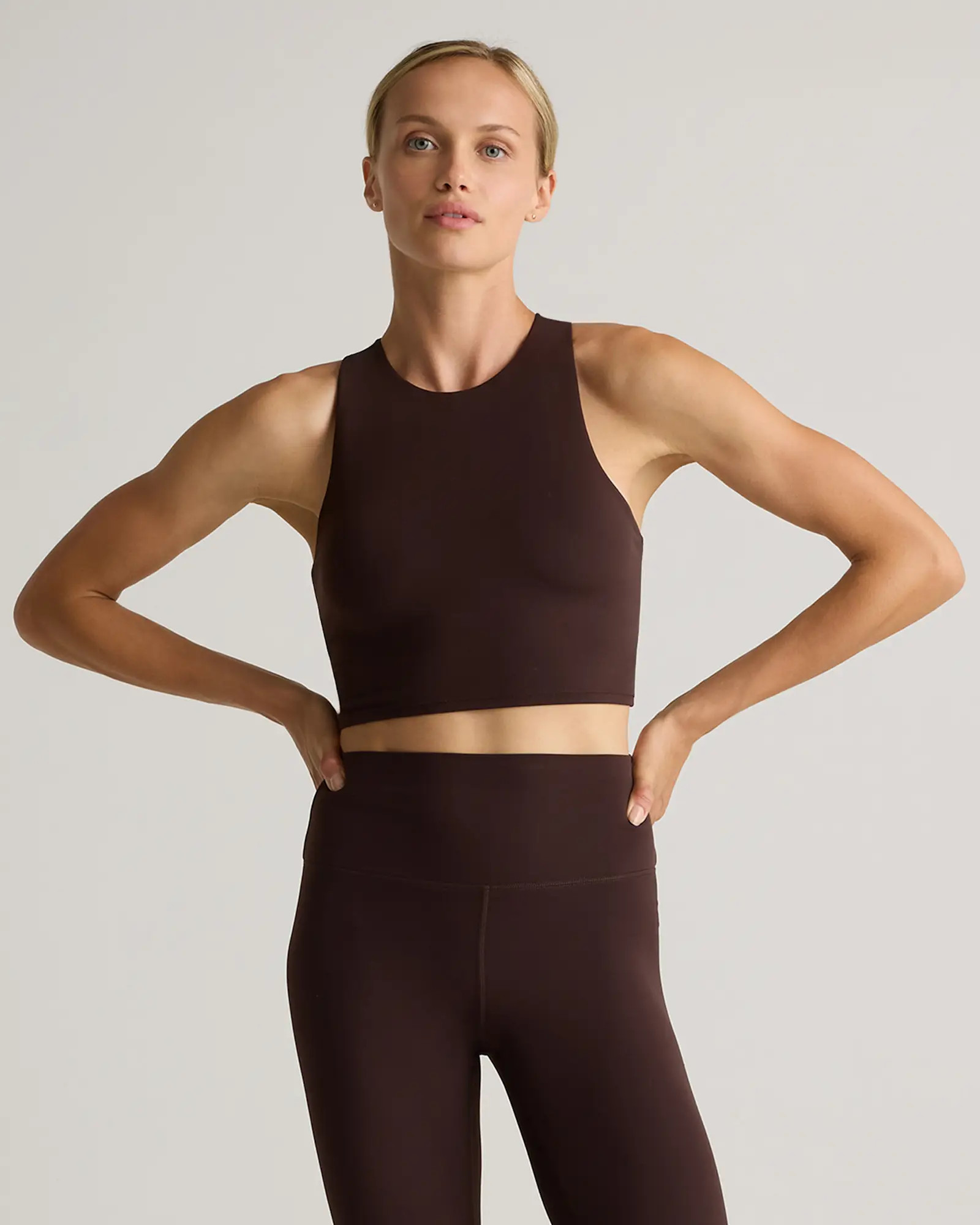Ultra-Form High-Neck Cropped Tank in Espresso | Quince