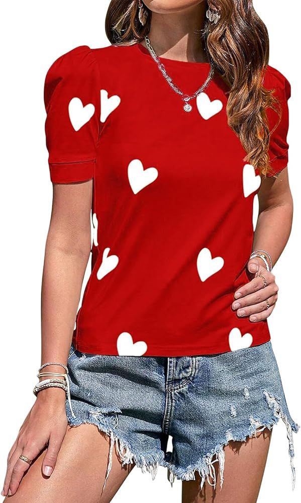 Valentines Shirts for Women,Valentines Day Tops for Women,Heart Shirts,Womens T Shirts,Womens Val... | Amazon (US)