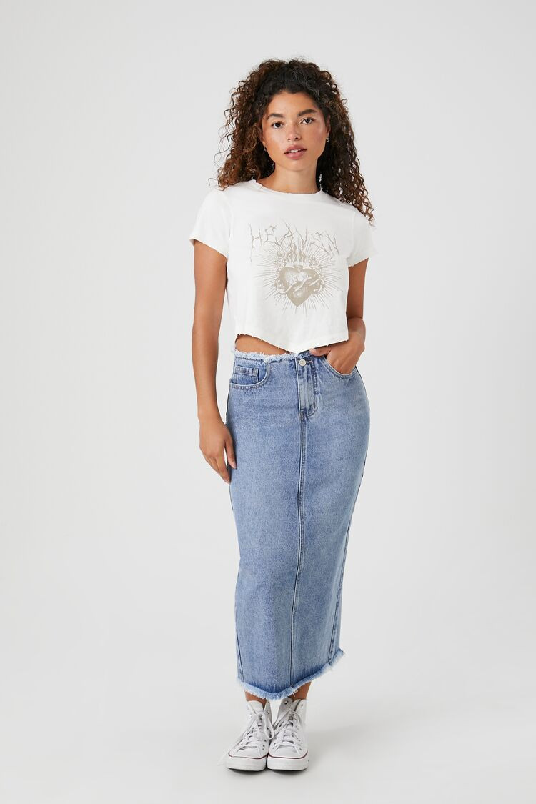 Frayed Denim Maxi Skirt | Forever 21 | Forever 21 (US)