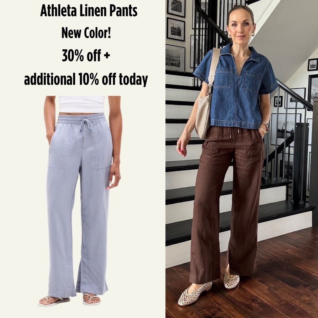 New color in @athleta linen pants! Right now they are 30% off + an additional 10% off, which makes them under $60! I am in a XS Regular, they come in tall and petite! 

#LTKgrwm #LTKootd