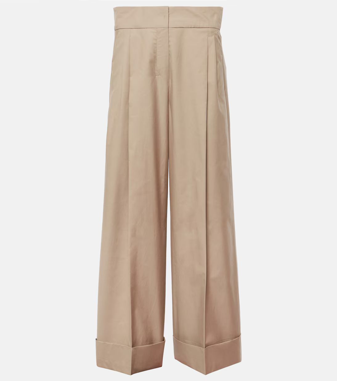 Pleated cotton-blend twill wide-leg pants | Mytheresa (US/CA)