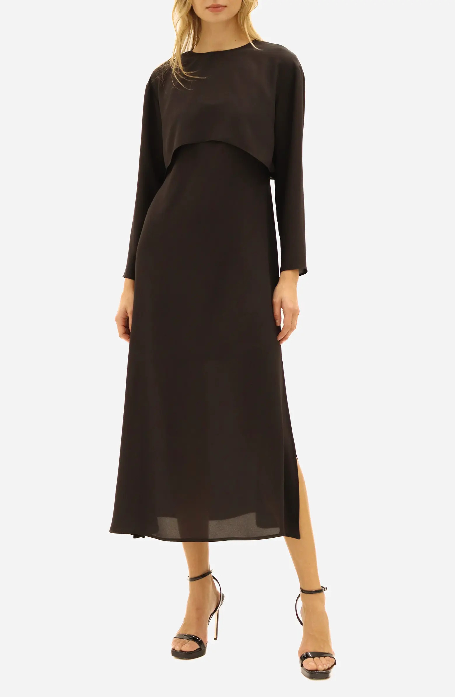 Luxely Long Sleeve Georgette Midi Dress | Nordstrom | Nordstrom