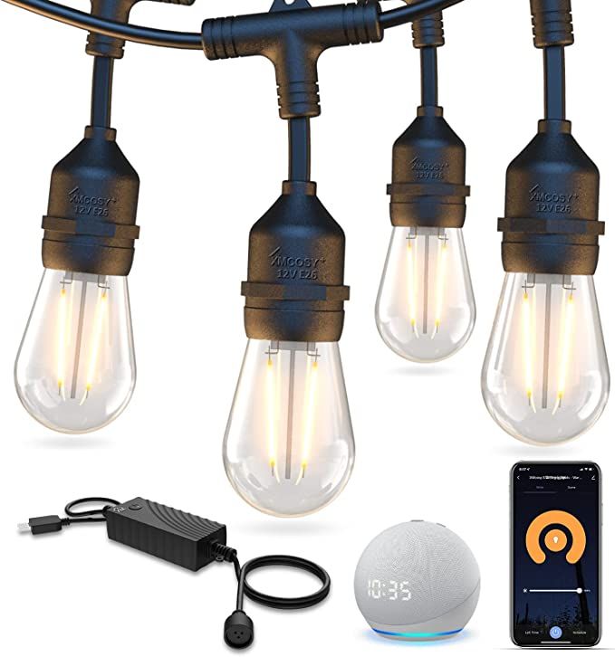 XMCOSY+ Smart LED Outdoor String Lights, 123Ft Patio Lights with 40 Shatterproof Dimmable Edison ... | Amazon (US)