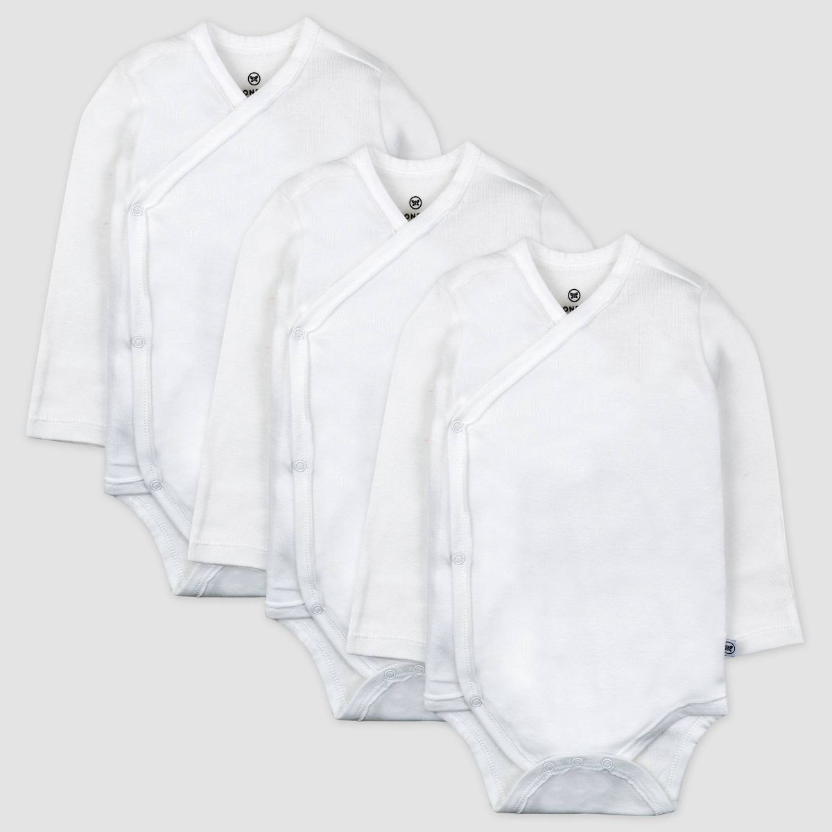 Honest Baby 3pk Organic Cotton Long Sleeve Duster Bodysuit - White Newborn | Target