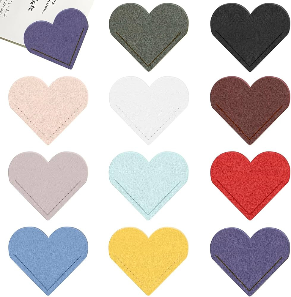 22 Pack Leather Heart Bookmarks Cute Corner Page Bookmarks, with Leather Heart Design for School,... | Amazon (US)