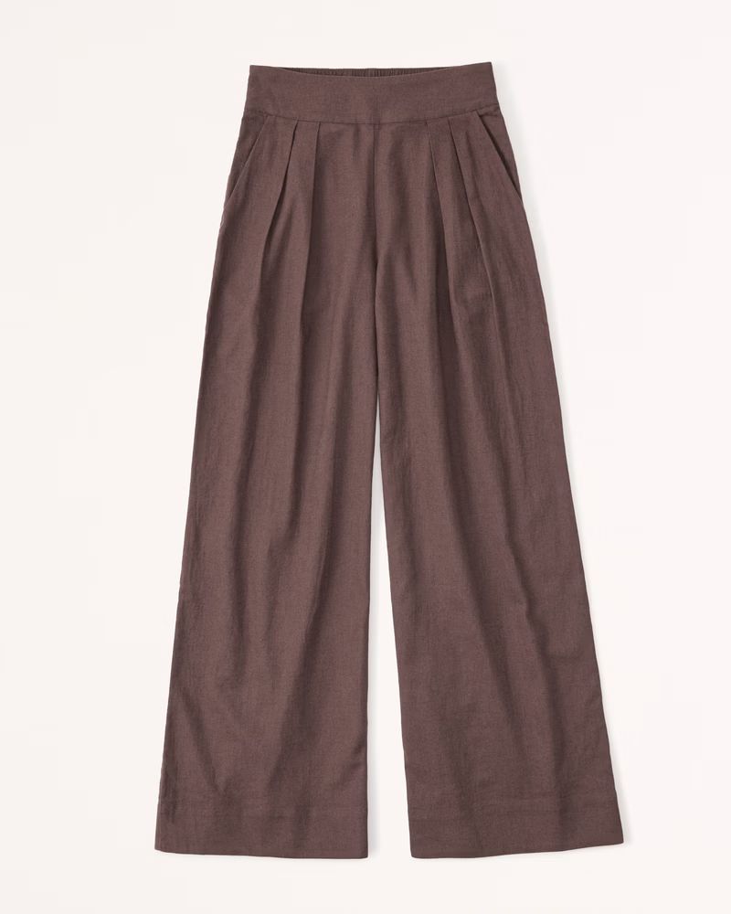 Linen-Blend Pleated Ultra Wide-Leg Pant | Abercrombie & Fitch (US)
