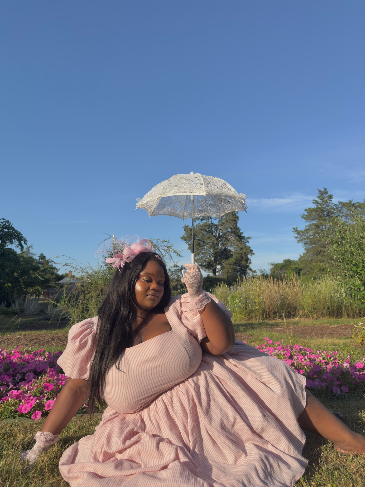 Bridgerton plus size pink stripe Ivy City Co dress! On sale for under $100 and goes up to a size 34! Also comes in green floral! 

#LTKplussize #LTKsalealert #LTKSeasonal