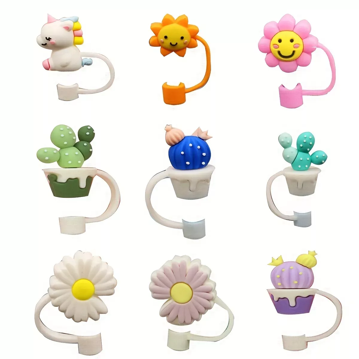Straw Cover Flower Shaped Straw Cover Cute Silicone - Temu