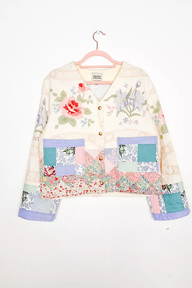 Magpie Vintage Sienna Collarless Quilted Floral Patchwork Jacket | Free People (Global - UK&FR Excluded)