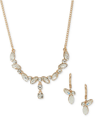 2-Pc. Crystal Navette Stone Cluster Necklace and Earrings Set | Macy's