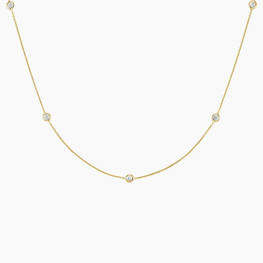 Bezel Strand 14 in. Diamond Necklace (1/4 ct. tw) in 18K Yellow Gold | Brilliant Earth