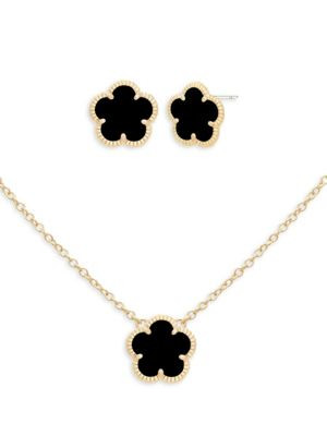 Flower 2-Piece 14K Goldplated, Onyx Necklace & Earrings Set | Saks Fifth Avenue OFF 5TH