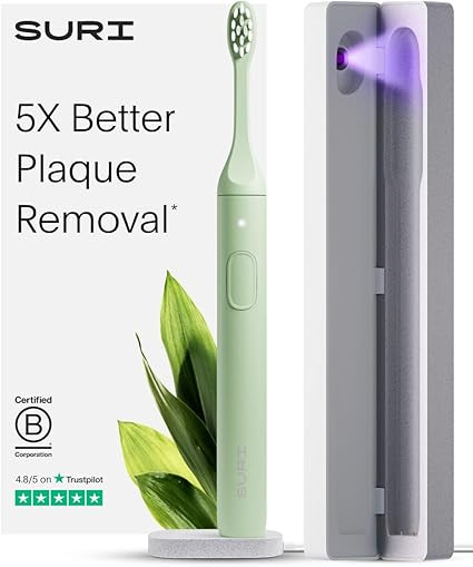 SURI 1.0 Sonic Electric Toothbrush with UV Cleaning Travel Case | 1 Month+ Battery | Designed in ... | Amazon (US)