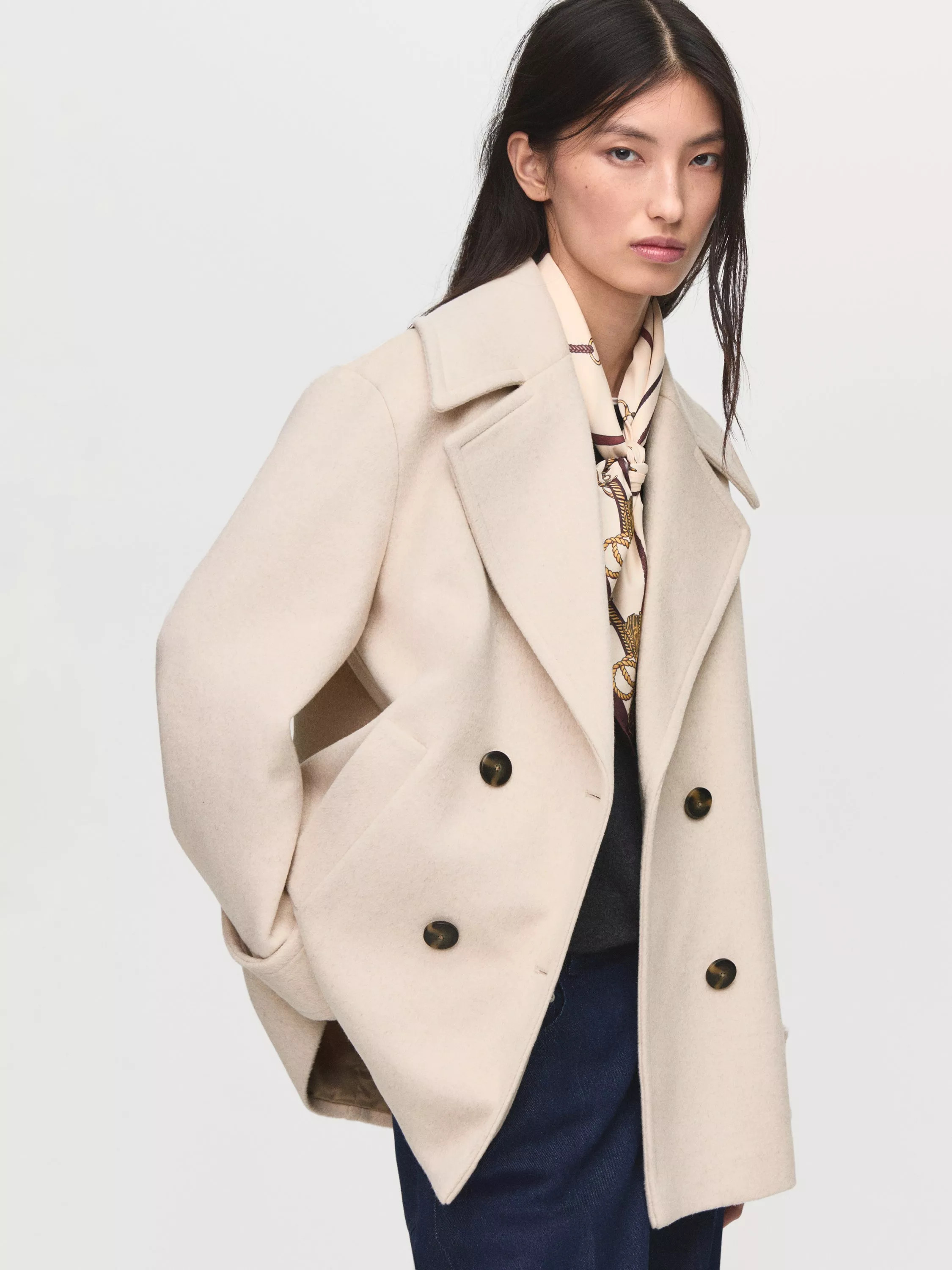 Mango Goya Wool Blend Coat, Pastel Grey | John Lewis (UK)