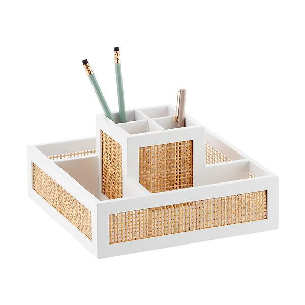 The Container Store Artisan Rattan Cane Square Rotating Organizer | The Container Store