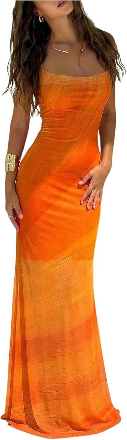 Floerns Women's Summer Criss Cross Tie Backless Cami Dress Beach Vacation Maxi Dresses | Amazon (US)