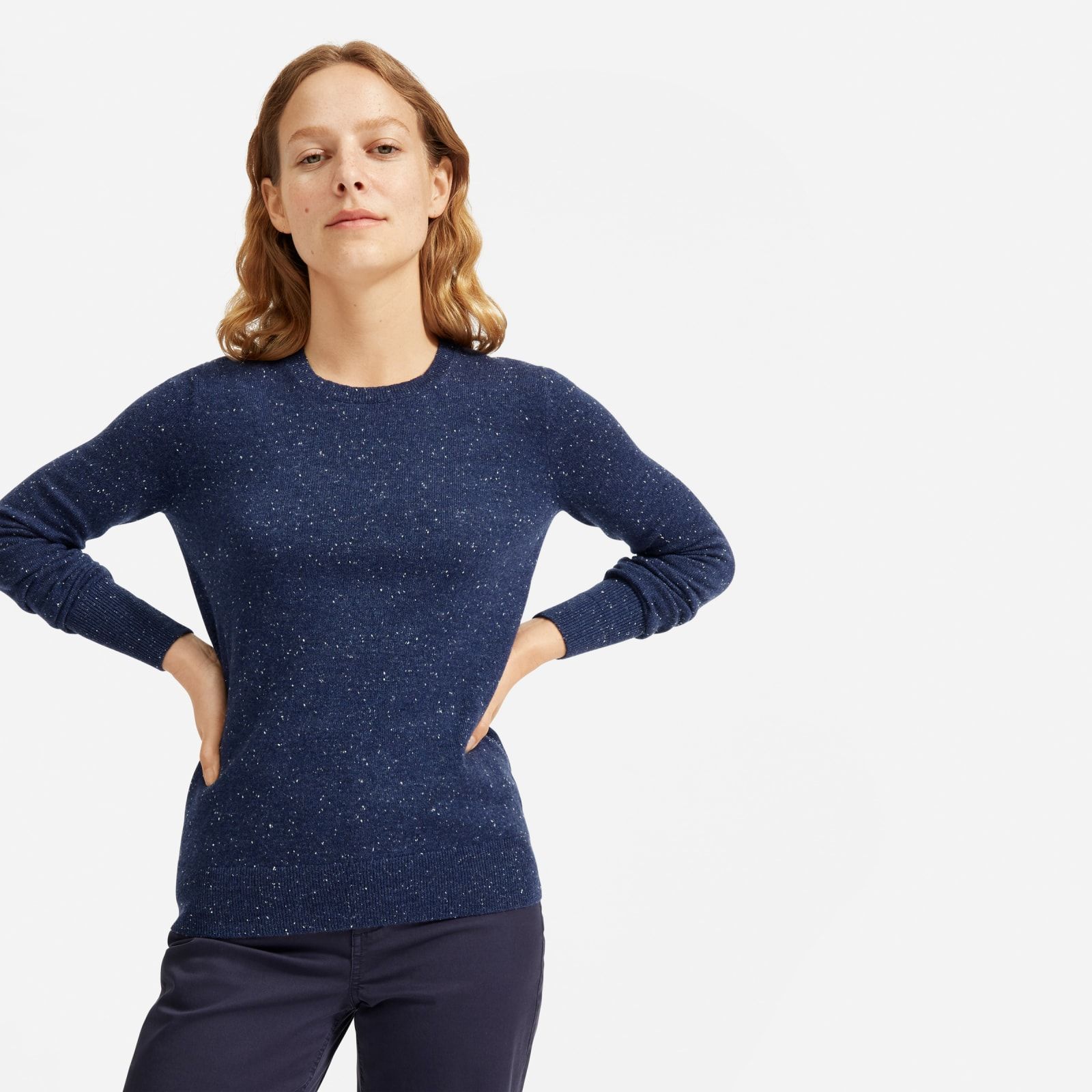 Women's Cashmere Crew Sweater by Everlane in Indigo Donegal, Size XS | Everlane