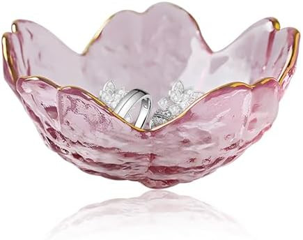 Flower Ring Dish Small Modern Accent Tray Ring Bowl Glass Pink Crystal Small Ring Dish Holder Dis... | Amazon (US)