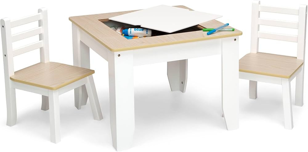 Delta Children Chelsea Table and 2 Chair Set, White/Natural | Amazon (US)