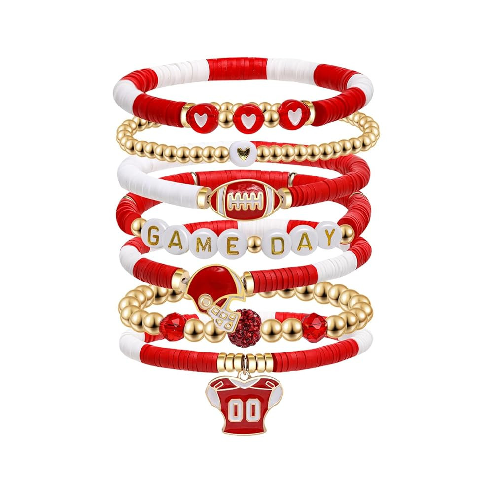 Artlunar Game Day Football Charm Bracelet: Stackable Sports Jewelry for Moms & Dads - Perfect for... | Amazon (US)