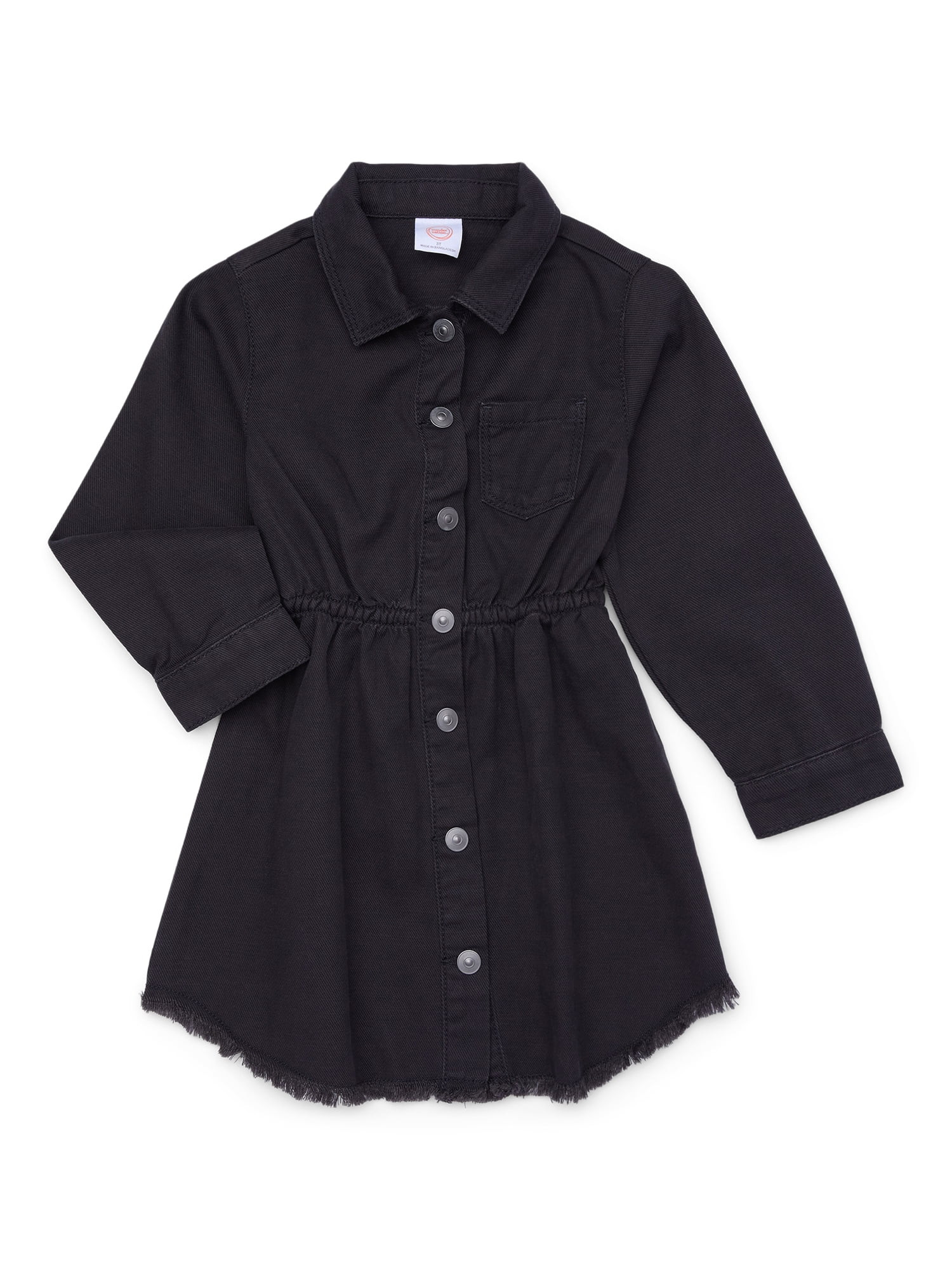 Wonder Nation Toddler Girls Denim Shirt Dress with Frayed Hem, Sizes 12M-5T | Walmart (US)