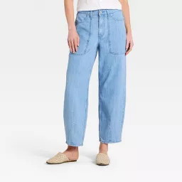 Women's High-Rise Easy Barrel Leg Jeans - Universal Thread\u2122 Blue 00 | Target