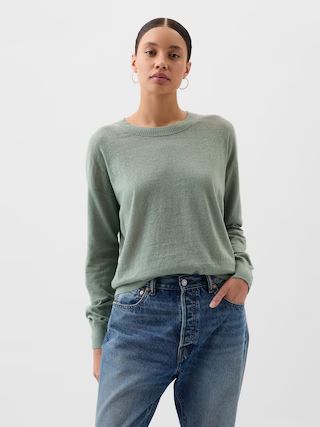 Linen-Blend Crewneck Sweater | Gap Factory