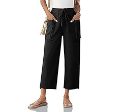 Cicy Bell Womens Wide Leg Cropped Pants Cotton Loose Drawstring Smocked Waist Beach Harem Pants w... | Amazon (US)