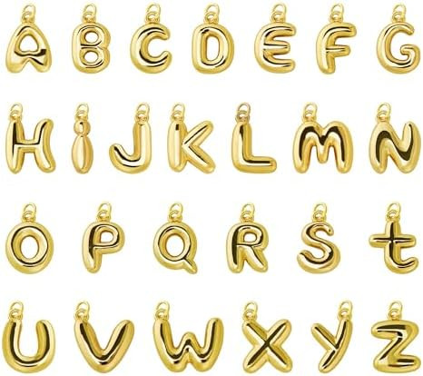 26Pcs 18K Gold Filled A-Z Alphabet Letters Charms for Jewelry Making, Chunky Gold Initial Letter ... | Amazon (US)