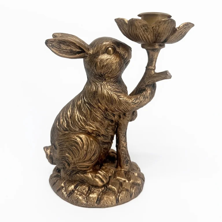 Standing Bunny Taper Candle Holder, Bronze, 6.5", by My Texas House | Walmart (US)