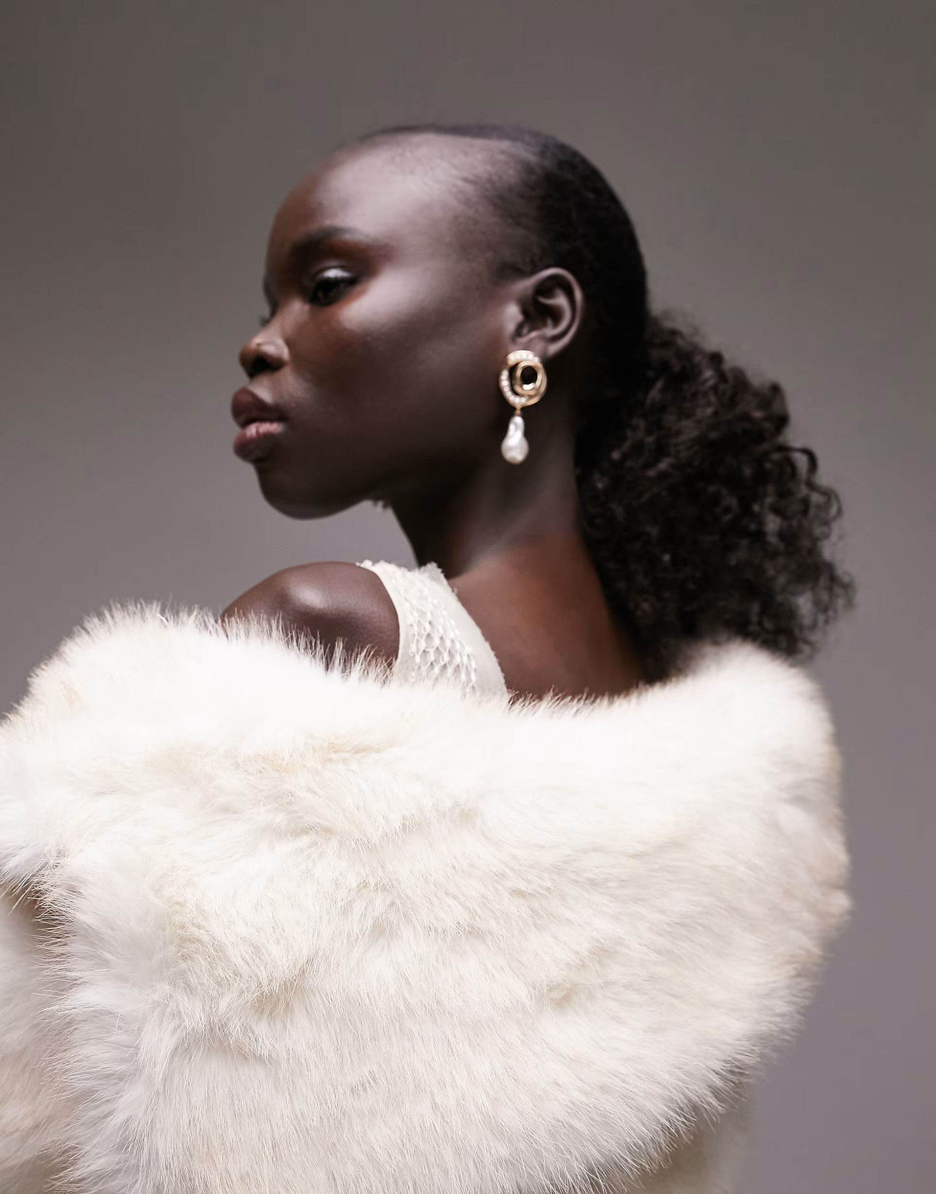 Topshop Petite faux fur coat in cream | ASOS (Global)