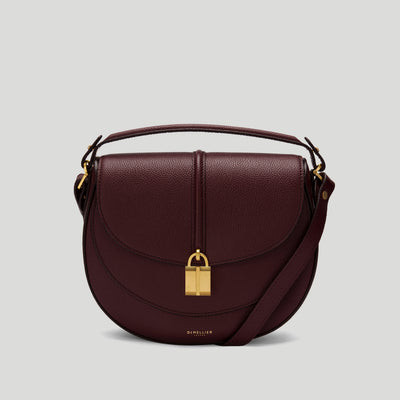 DeMellier The Siena Saddle in Burgundy Small Grain Leather Crossbody bag | DeMellier