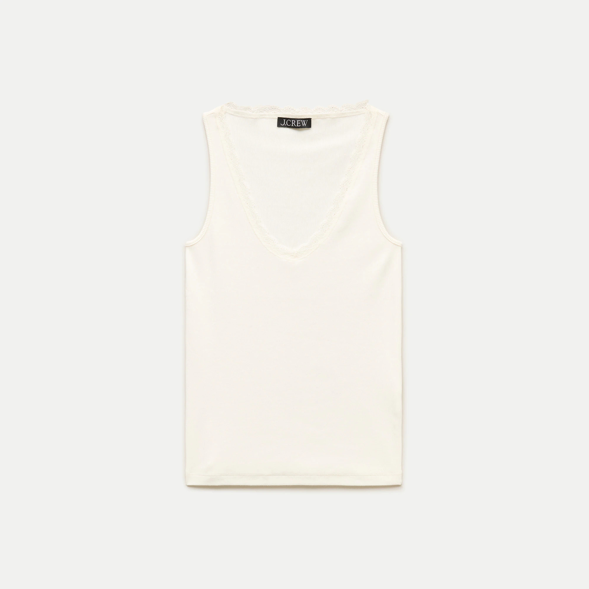 Perfect rib lace-trim V-neck tank top | J. Crew US