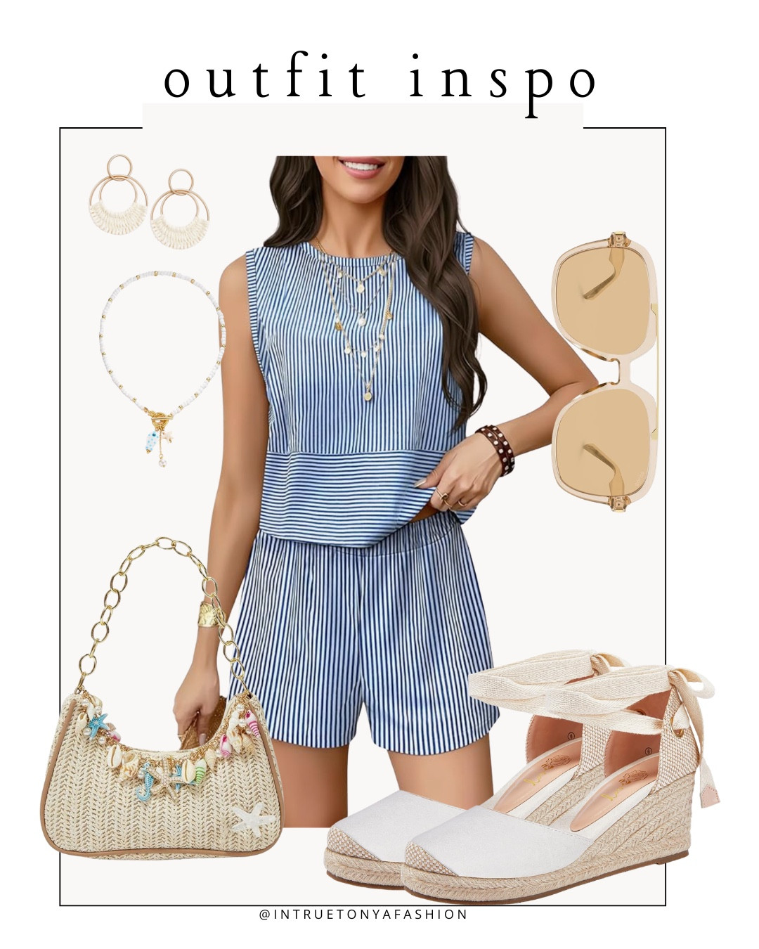 Striped 2 piece set with white espadrille wedges, seashell purse, necklace, earrings and sunglasses 





Amazon outfits every outfit inspo, outfit ideas, casual outfits amazon, amazon outfits every day, spring outfits 2026, summer outfits, vacation outfit, summer date night outfit

#LTKootd #LTKSaleAlert #LTKPetite