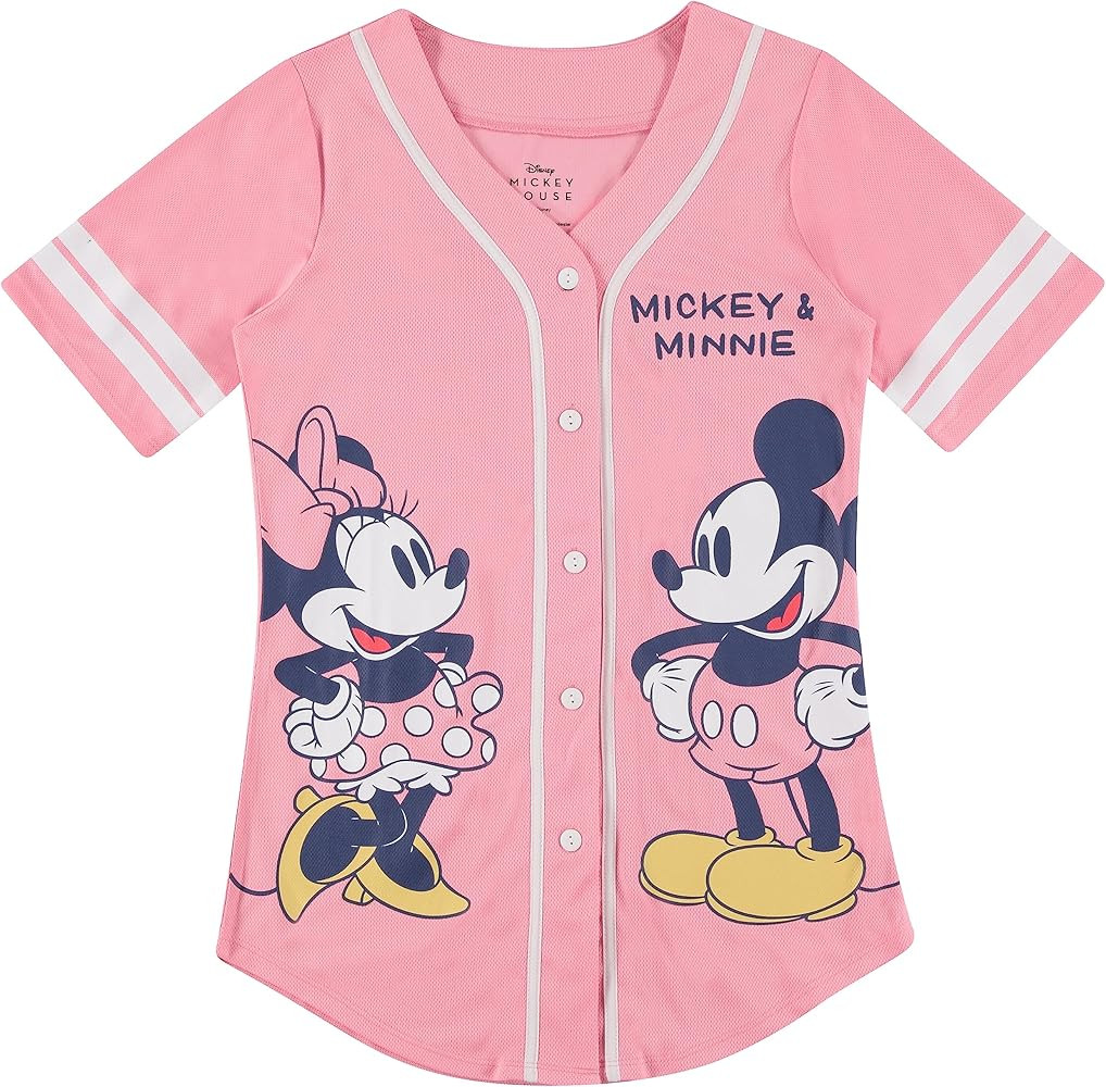 Disney Ladies Mickey Mouse Fashion Shirt - Mickey & Minnie Mouse Baseball Jersey Mickey Mouse But... | Amazon (US)