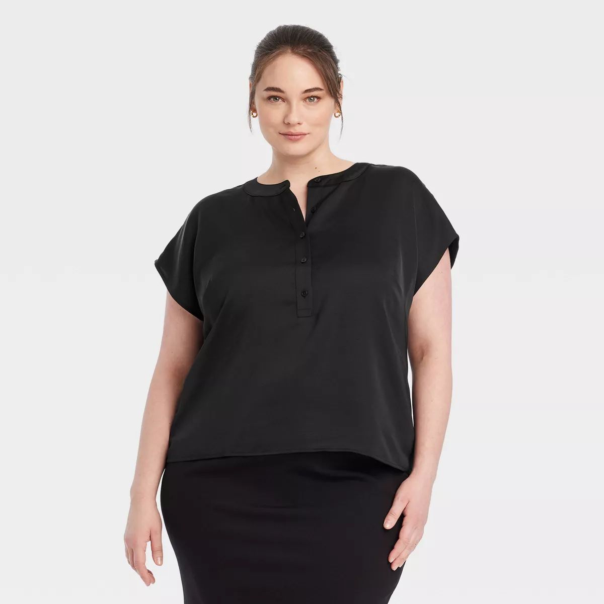 Women's Button Short Sleeve V-Neck Blouse - A New Day™ | Target