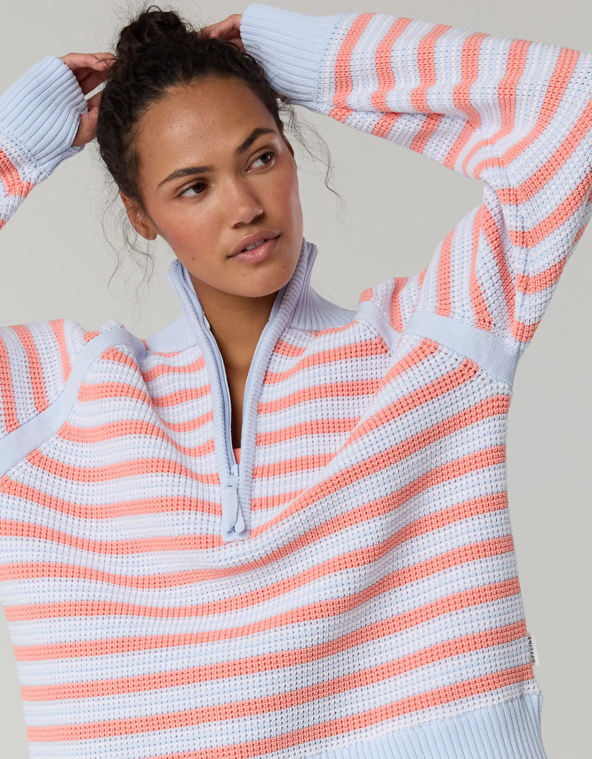 OFFLINE By Aerie Cool Down Quarter Zip Waffle Sweater | Aerie