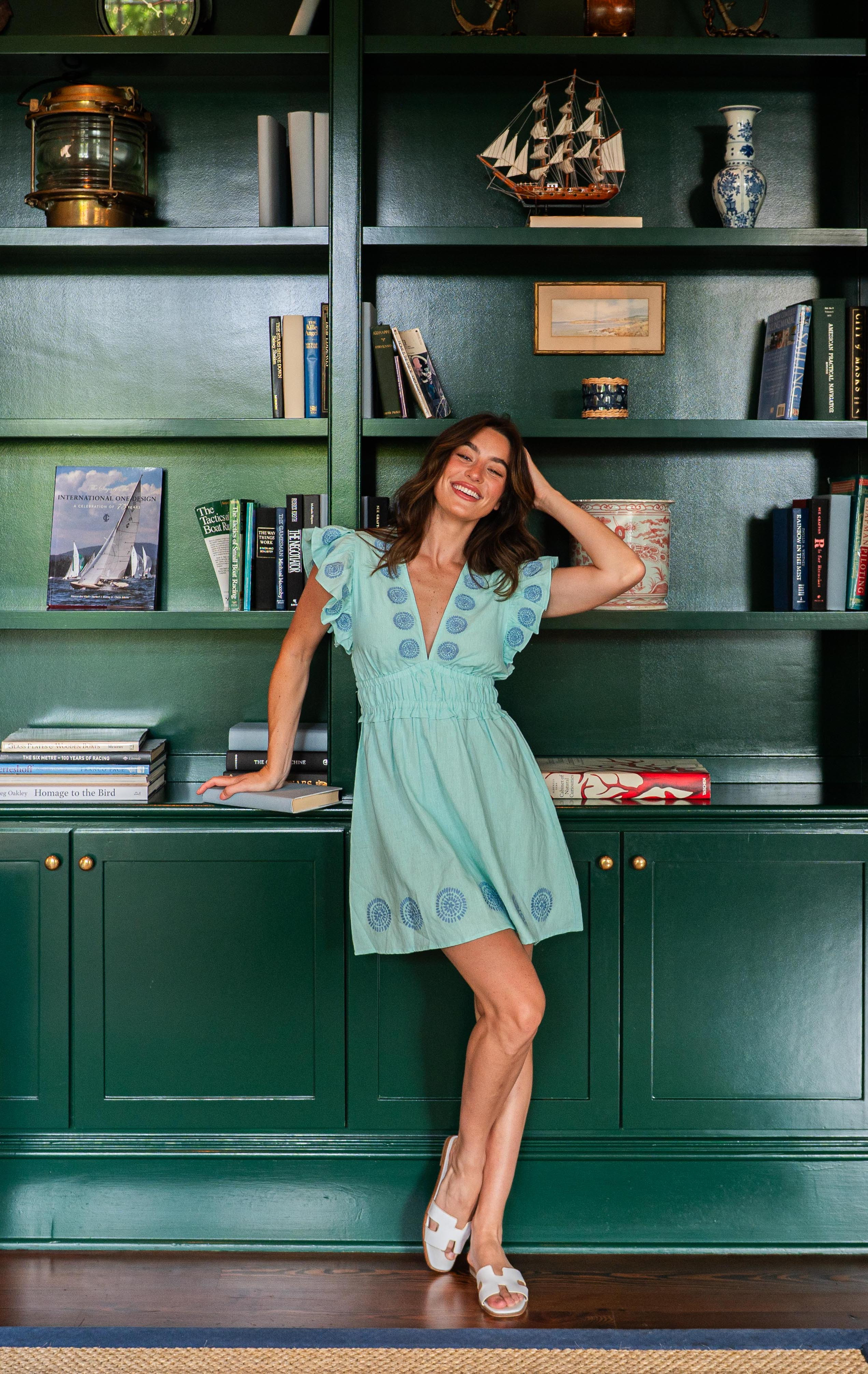 Mint V-Neck Flutter Sleeve Mini Dress | Sail to Sable